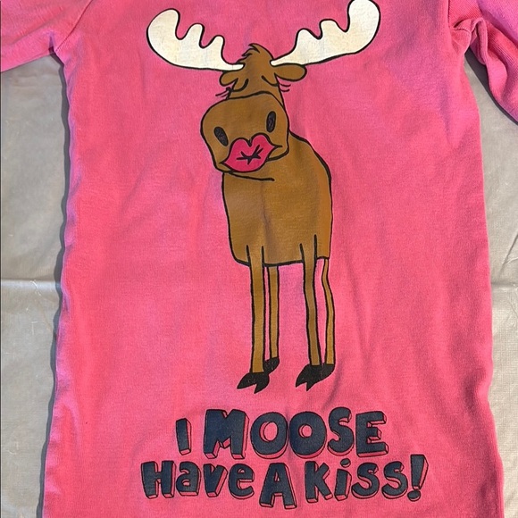 Moose Kiss Kids Pajamas - Pink and Blue - Picture 4 of 4